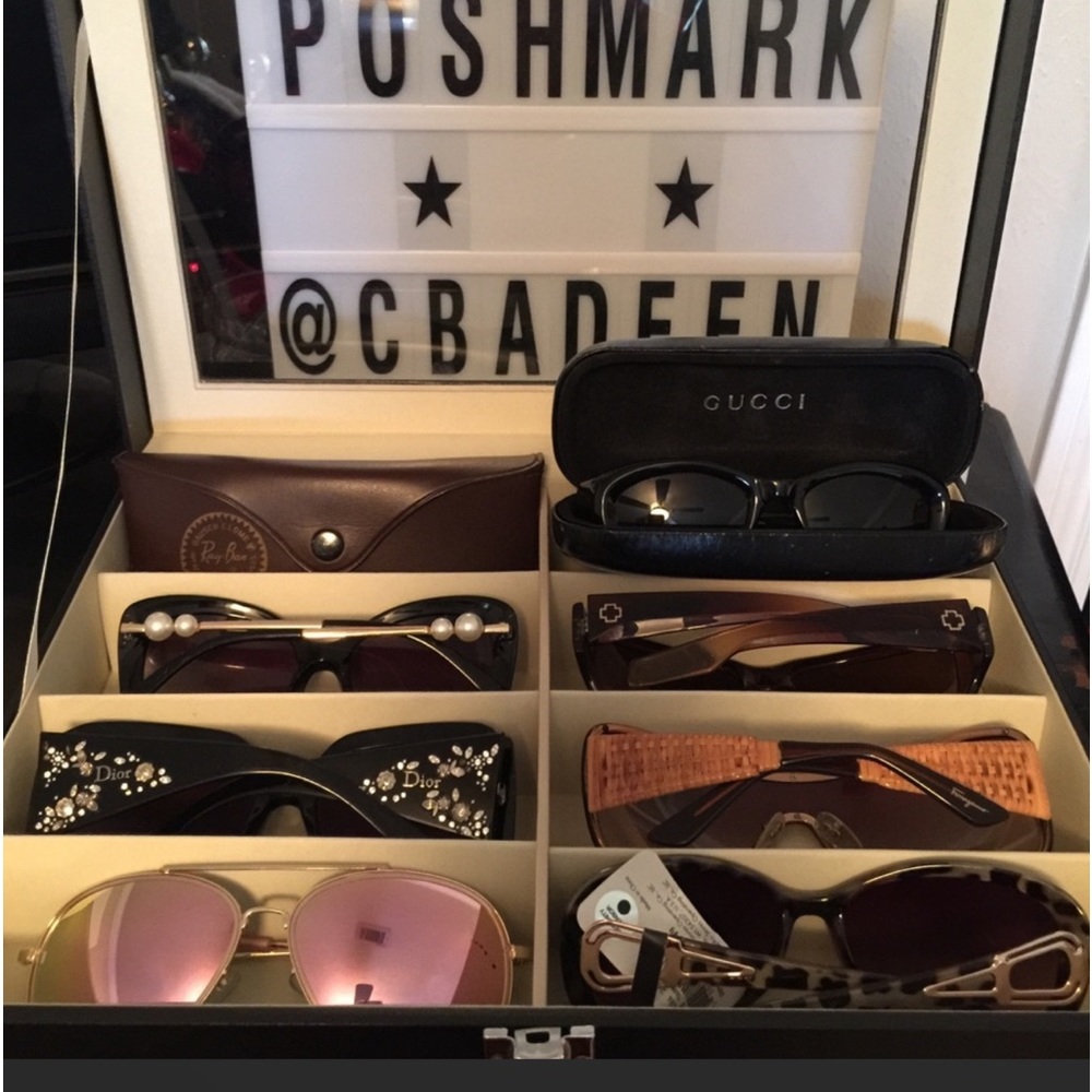 Sunglasses display storage travel leather case - Picture 1 of 8
